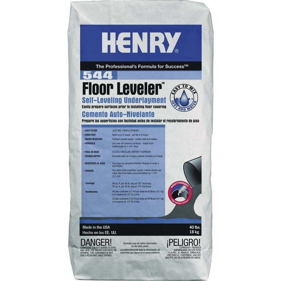 Henry 544 Floor Leveler, Gray Self-Leveling Compound 40 lb Water-Resistant