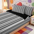 thumbnail image 3 of Erosebridal Linear Geometric Zipper Queen Comforter Set with Fitted Sheet and 2 Pillowcases,Abstract Striped Zipper Bedding Set,Black Reversible,4pcs, 3 of 7