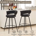 thumbnail image 5 of 28inch Bar Stools Set of 3, Counter Height Bar Stools, 360°Swivel Suede Fabric Stool Chairs with Woven Back and Footrest for Kitchen Island, Cafe, Pub, Bar Counter, 5 of 8