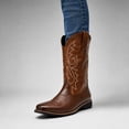 thumbnail image 2 of Men's Classic Western Cowboy Boots - Square Toe Leather-Look Pull-On Riding Boots with Embroidered Shaft & Low Heel for Daily Wear, Country Concerts, and Work, 2 of 6