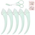 thumbnail image 1 of Beginner's Safety Eyebrow Razor - Stainless Steel Crescent Blade with Micro-Guard, Portable Eyebrow Razors, EyebrowTrimmer for Women with Eyebrow Scissors Comb(Green*5), 1 of 7