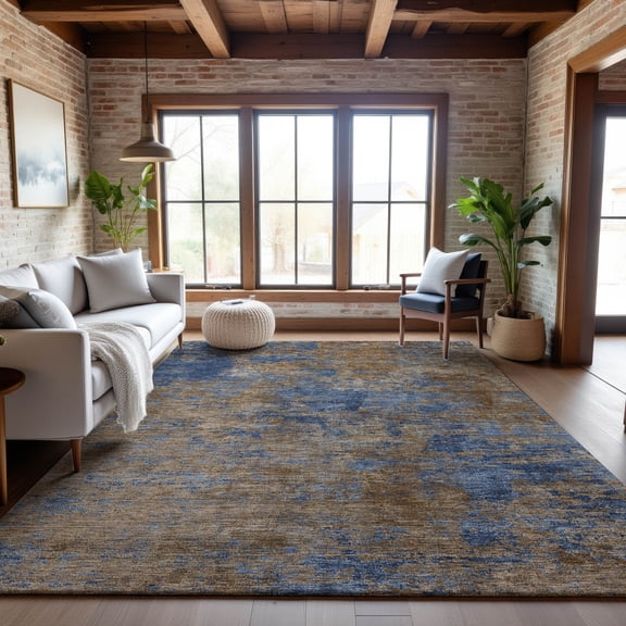 Addison Rugs Mayfield Premium Machine Washable Transitional Abstract Navy Rectangle Rug, 8' x 10'