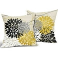 thumbnail image 2 of Black Yellow Pillow Covers 16x16 Inch Dahlia Flower Throw Pillows Modern Geometry Floral Pillowcase Linen Square Cushion Case Decor for Home Sofa Couch Bed, Set of 2 (22_121539), 2 of 6