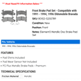 thumbnail image 2 of Front Brake Pad Set - Compatible with 1991 - 1994, 1996 Oldsmobile Bravada 1992 1993, 2 of 2
