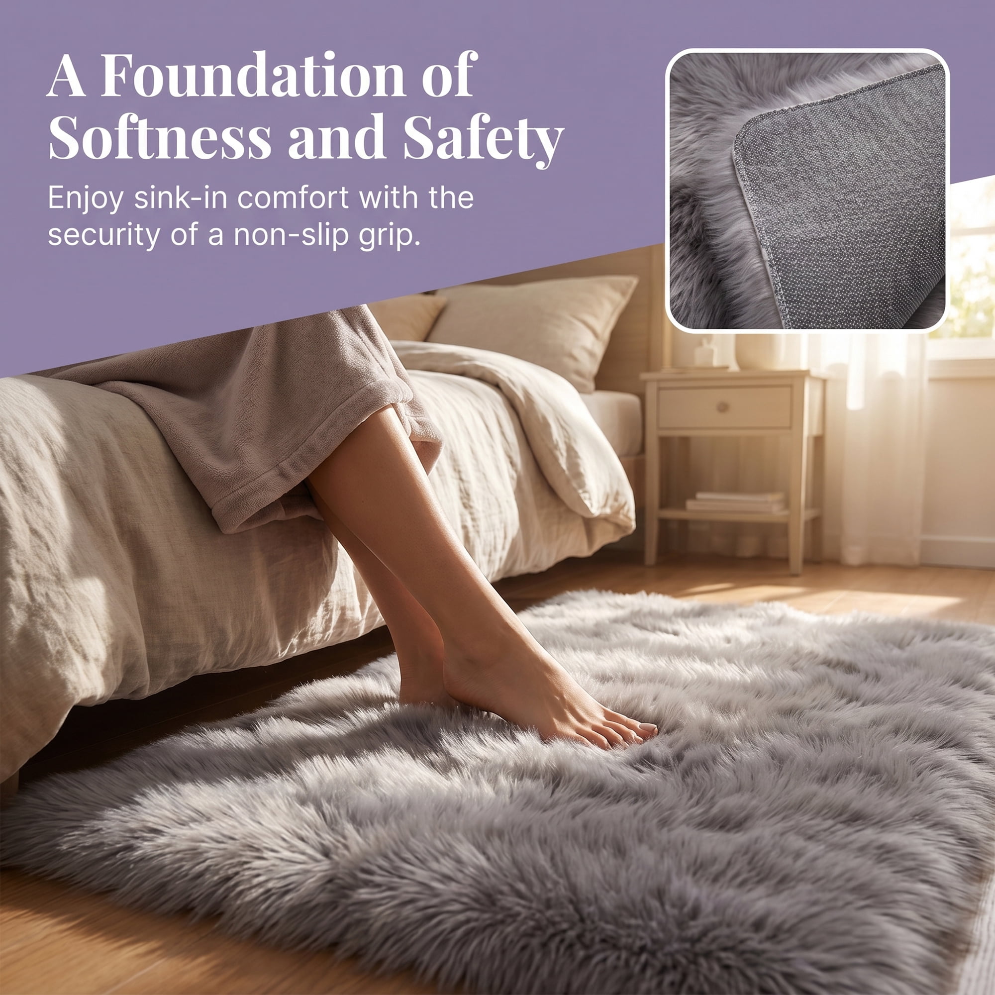 Unique Bargains Shaggy Area Rug Ultra Fluffy Non Slip Fuzzy Carpet 24" x 16" Dark Gray