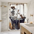 thumbnail image 5 of Fabric Shower Curtain Liner Polyester Reinforced Rustproof Halloween Design Water Resistant Machine Washable for Bathroom Tub Enclosure, 5 of 5