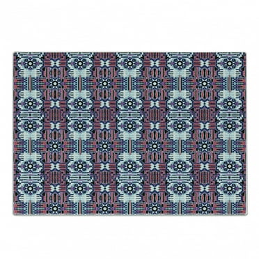 Aztec Cutting Board, Rhythmic Abstract Modernized Primitive Tribal Print, Decorative Tempered Glass Cutting and Serving Board, in 3 Sizes, by Ambesonne
