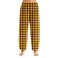 thumbnail image 2 of WTOBBY Women's Striped Print Pajama Pants with Cuffed Ankles, Casual Comfort Trousers for Sleepwear and Home Use, Soft Fabric with Striped Design,Yellow S, 2 of 6