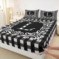 thumbnail image 3 of Feelyou Initial L Letter Twin Sheet Sets, Hippie Tribal Mandala Twin Fitted Sheet, Simple Fashion Checkered Flat Sheet, Microfiber Bedroom Decor, 3pcs, 3 of 7