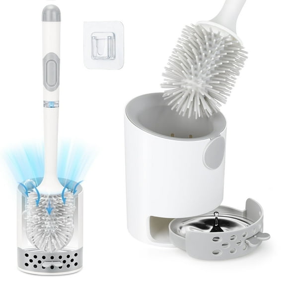 ZIVACATE Toilet Brush and Holder - Durable Bristles Toilet Bowl Scrubber for Bathroom Cleaning, Brush Bathroom Accessories with Refillable Handle,Drip-Proof, Easy to Assemble