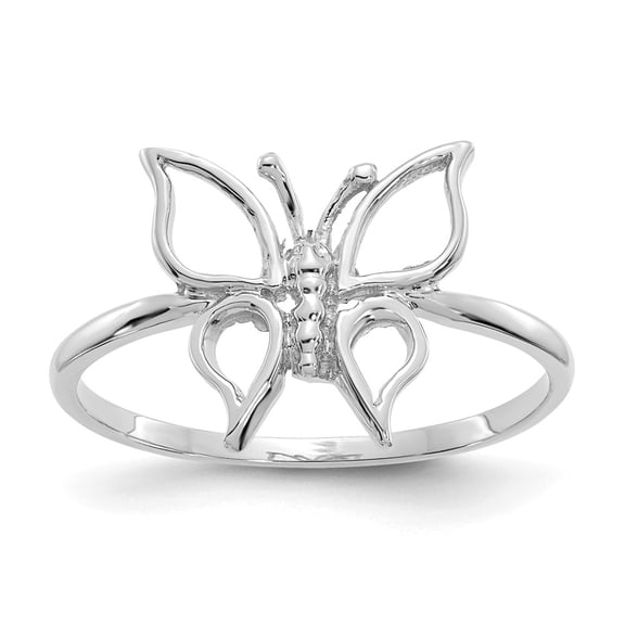 14K White Gold Ring Band Themed Polished Butterfly