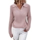 thumbnail image 1 of Suéter Dama Gibobby Ropa de moda Mujer Suéter Casual Solapa Color sólido Slim Fit Cuello en V Rosa XL, 1 of 5