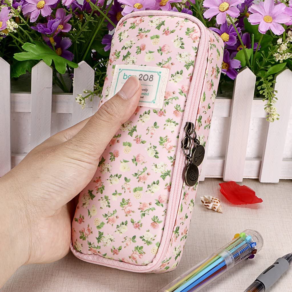Sac à Cosmétiques / Trousse à Crayons Motif Chat Rose - Grande Capacité - Pour Filles, Femmes, école, Voyage - 12