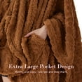 thumbnail image 3 of Walensee Wearable Blanket Hoodie Sherpa Fleece Blanket, Fuzzy Super Soft Plush Hooded Shawl TV Throw Blanket with Pockets, Fluffy Warm Cozy Cape Wrap for Women Adults (Brown, 59” x 63”), 3 of 9