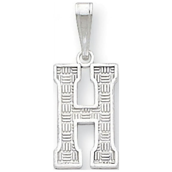 925 Sterling Silver Solid Polished Patterned Letter Name Personalized Monogram Initial H Charm 25x9mm Wide Pendant Neckl