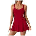 thumbnail image 3 of Gubotare One Piece Swimsuit Women Swim Dress Tummy Control Skirted Bathing Suit for Women Swimwear,Red M, 3 of 9