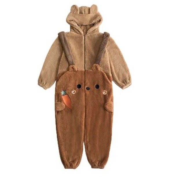 Mono de oso Kigurumi de dibujos animados para mujer, mono con capucha de franela para adulto, pijama de Cosplay de Navidad y Halloween, mono bonito