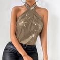 thumbnail image 6 of Laqbezok Chic Halter Criss Cross Sequin Tank Top, Women's Sparkly Sleeveless Party Camisole, Shiny Night Out Outfit, 6 of 7