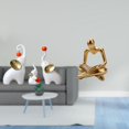 thumbnail image 2 of Esculturas de elefantes familiares, adornos de cerámica, figura de pensador abstracto, estatuas decorativas, artesanía de resina moderna, adecuada par, 2 of 8
