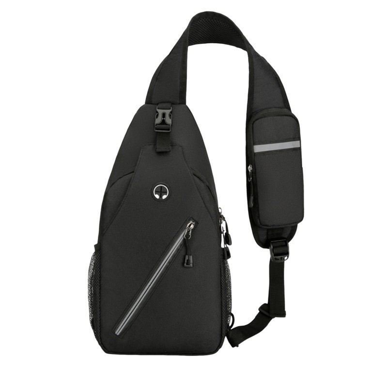black mini biker backpack Toprenddon Small Black Sling Crossbody Bag for Men Women, Tactical Backpack Shoulder Daypack Mini Motorcycle Chest Bags, Small One Strap Backpack for