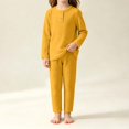 thumbnail image 6 of HAOTAGS Girls Loungewears (0-9) Casual Comfortable Long Sleeve Round-Neck Tops with Pants Set Yellow Size 3T, 6 of 8