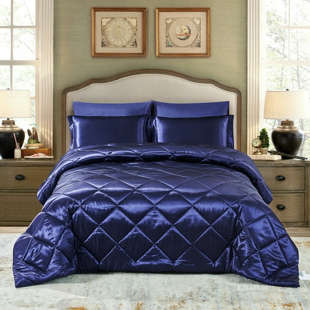 JML 8 Piece Comforter Set, Silky Soft Satin Bed in a Bag with Sheets
