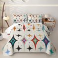 thumbnail image 2 of Erosebridal Mid Century Star Twin Quilt Set for Boys Girls, Retro Cream Abstract Print Twin Coverlet Set, 2pcs, 2 of 7