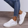 thumbnail image 3 of IUJSOY Womens Fashion Sneakers VIntage Wingtip Lace up Skate Shoes Classic White Walking Shoes, 3 of 7