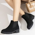 thumbnail image 2 of Chelsea Ankle Boots for Women Platform Lug Sole Chunky Heel Round Toe Slip on Stretch Fall Short Booties, 2 of 7