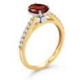 thumbnail image 3 of Gem Stone King 10K Yellow and White Gold Red Garnet and White Lab Grown Diamond Engagement Ring for Women (1.68 Cttw, Oval 8X6MM, Gemstone January Birthstone, Size 9), 3 of 4