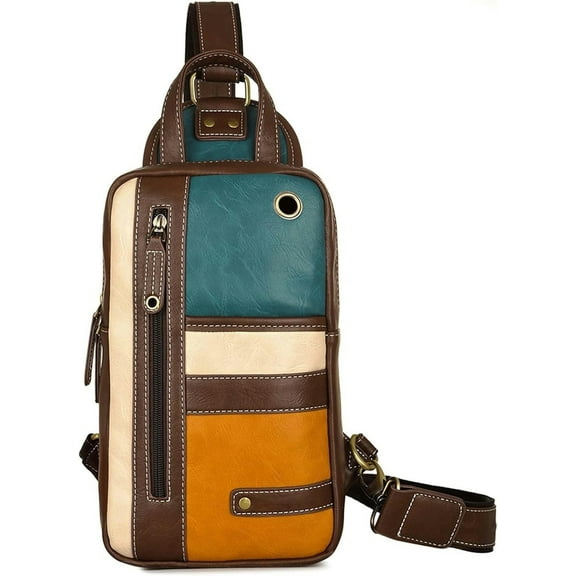 Shoulder Bags Men's Fashion Messenger Bag Rivet Zipper Opening Leather Chest Bag Men's Shoulder Bag