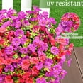 thumbnail image 2 of Artificial Fake Flowers Plant for Outdoors, 12 Bundles Faux Morning Glory UV Resistant Realistic Silk Flowers for Outside Planter Front Door Porch Patio Yard Spring Summer Decor (Fuchsia & Rose ), 2 of 5