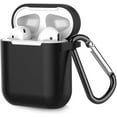 thumbnail image 1 of Coffea Protective Silicone Case with Keychain for AirPods 1 & 2 (Front LED Not Visible) (Black), 1 of 7