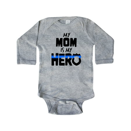 

Inktastic My Mom is my Hero Police Officer Family Gift Baby Boy or Baby Girl Long Sleeve Bodysuit