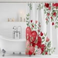 thumbnail image 2 of Valentine Love Heart Shower Curtain Set - Long 72" x 84" Washable Bathtub Curtain with 12 Hooks, Red Eucalyptus Leaf Botanical Waterproof Fabric Stall Shower Curtains for Bathroom/Bathtub Décor, 2 of 6