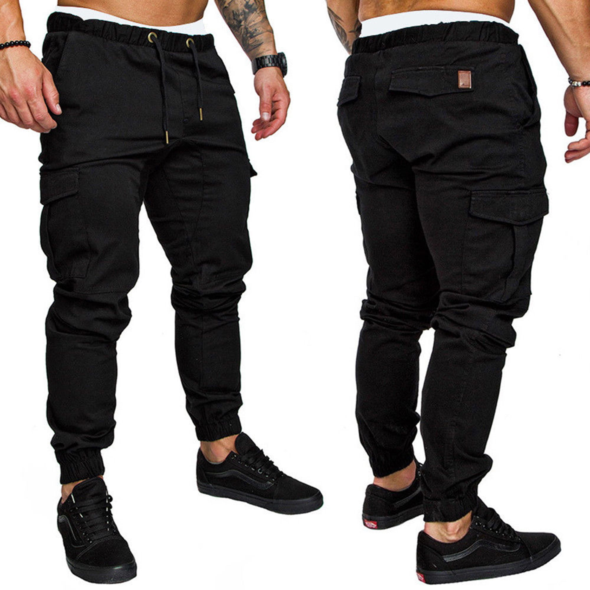 Gym Mens Tracksuit Bottoms Skinny Joggers Jogging Casual Cargo Pants TrouserS 