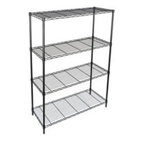 4 Shelf Metal Wire Shelving Rack Holder Adjustable Storage Unit Organizer Black