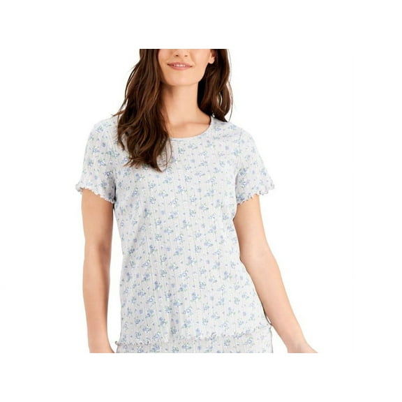 Charter Club Womens Sleepwear Cotton Pointelle Capri Pajama Top Only,1-P;Large