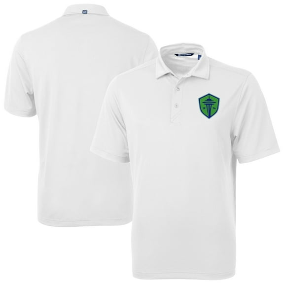 Men's-Cutter & Buck  White Seattle Sounders FC Virtue Eco Pique Recycled Polo