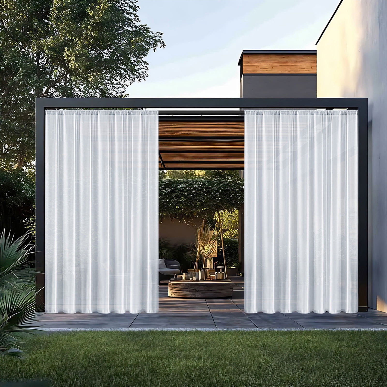 TaTaai 5Pcs Outdoor Curtains for Patio Waterproof Weatherproof, UV and Fade Resistant Outside Curtains for Gazebo, Front Porch, Pergola, Sun Blocking Privacy Curtain