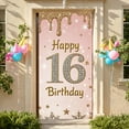thumbnail image 5 of Pink Theme Happy 16th Birthday Banner Gold Glitter Sweet 16 Banner Decor Star Pattern 16th Birthday Party Banner for Sweet 16 Party Teen Birthday Celebration Girls Party, 5 of 7