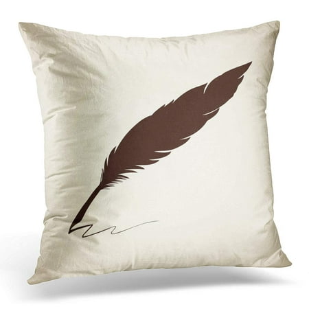 ECCOT Aged Luxury Goose Feather White Dark Black Sketchy in Artsy Etching Contour Ancient Style Closeup View Pillowcase Pillow Cover Cushion Case 16x16