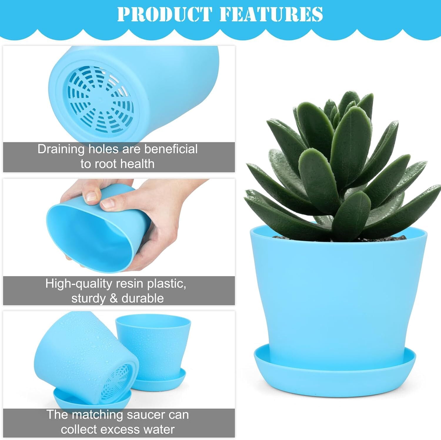 16 Pack Plant Pots Indoor Outdoor, 3.8" Plant Flower Pots with Drainage Holes and Saucers,Flower Planter Pots for Indoor House Plants,Colorful Plastic Small Pots for Plants Succulent Nursery Pots