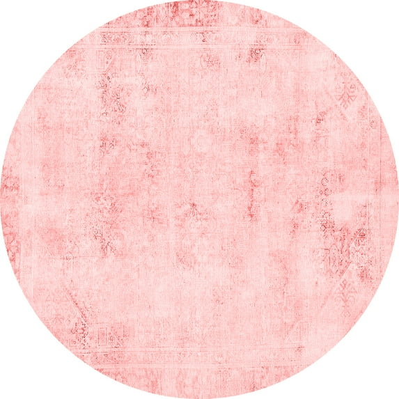 Ahgly Company Indoor Round Abstract Red Modern Area Rugs, 4' Round