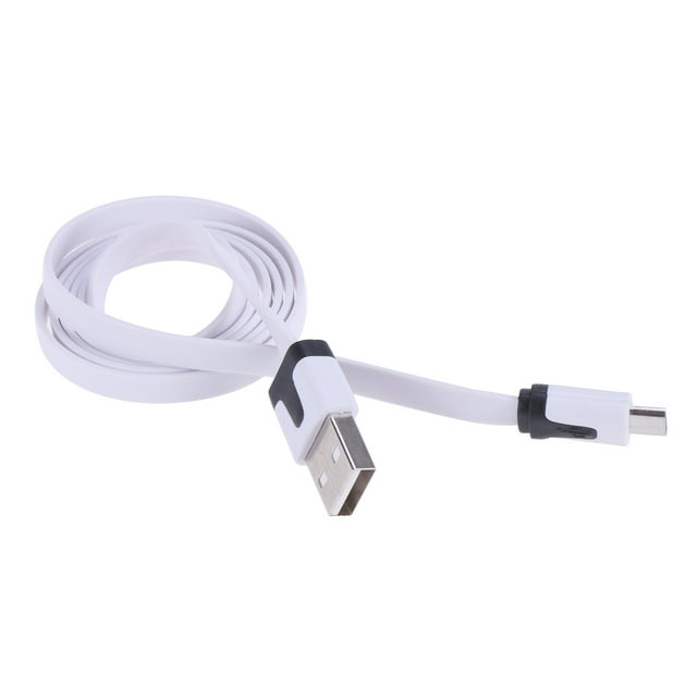 Câble de Charge Rapide Android Durable, Plat, Nouilles, Micro USB, Synchronisation, Câble de Charge Rapide pour Tablette, Téléphone Intelligent, Téléphone Cellulaire, Lecteur MP3 (Blanc)