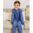 thumbnail image 3 of Made in USA Boys Soft Cozy Thermal 2-Piece Long Johns | White w- Baby Blue Stitch, 3 of 5
