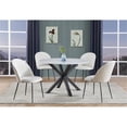 thumbnail image 3 of Quilted Back Side Chairs Set of 2 in Beige Velvet and Gray Painted Legs, 3 of 3