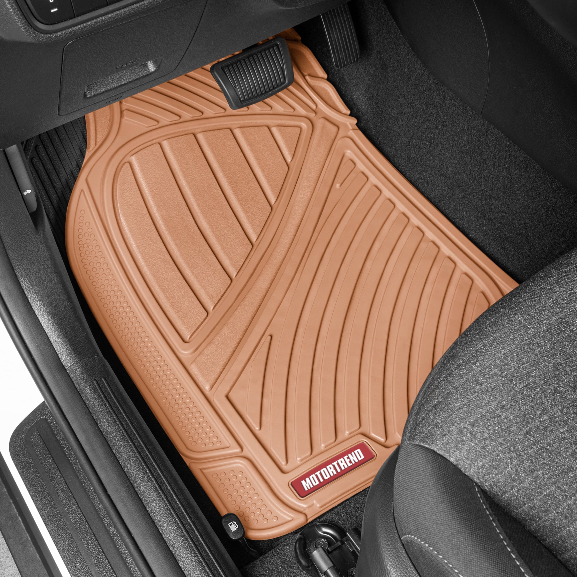 Motor Trend FlexTough™ Baseline Rubber Car Floor Mats with Trunk Mat Cargo Liner, Front & Rear Combo Set fits Most Car SUV Van Coupe Sedan, Heavy Duty All Weather Trim To Fit