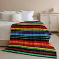 thumbnail image 3 of Flannel Fleece Throw Blanket Colorful Mexican Stripes Lightweight Soft Plush Blankets,Watercolor Line Ethnic Style Cozy Warm Throw Blanket for Couch Sofa Bed Car Office All Season Use 40x50in, 3 of 9