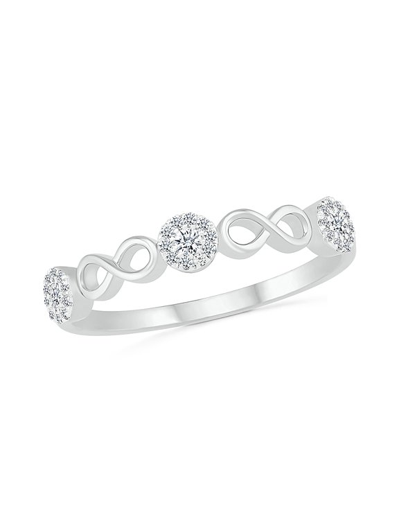 DGOLD 10kt White Gold Round White Diamond Classic 3 stone Ring (1/4 cttw)